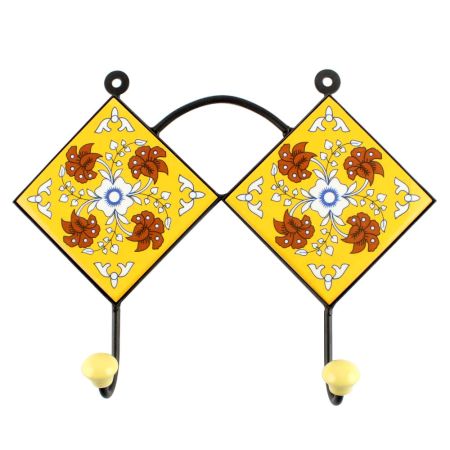 Yellow Ceramic Floral Tiles Hook